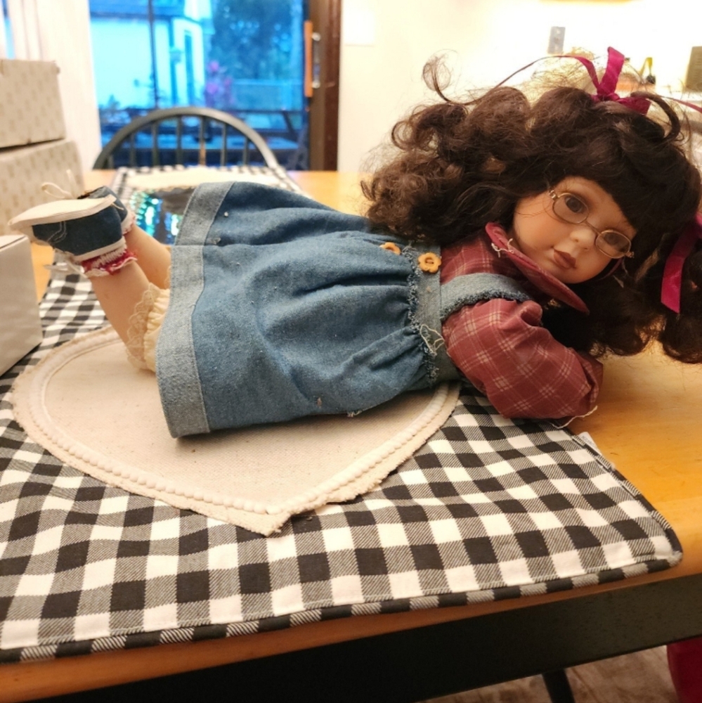 Bisque Country Girl Porcelain Doll